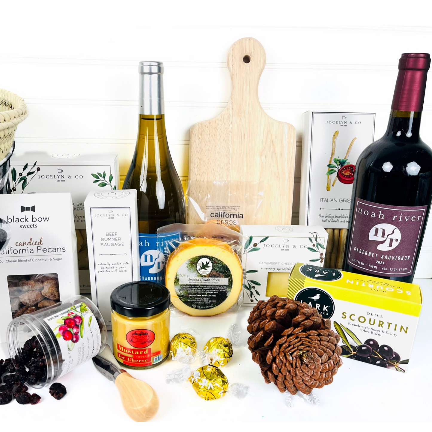 Large Holiday Market Tote with Charcuterie & Wine