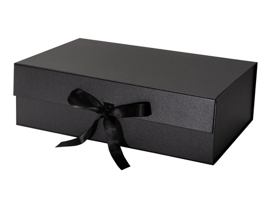 Black Magnetic Box with Satin Ribbon