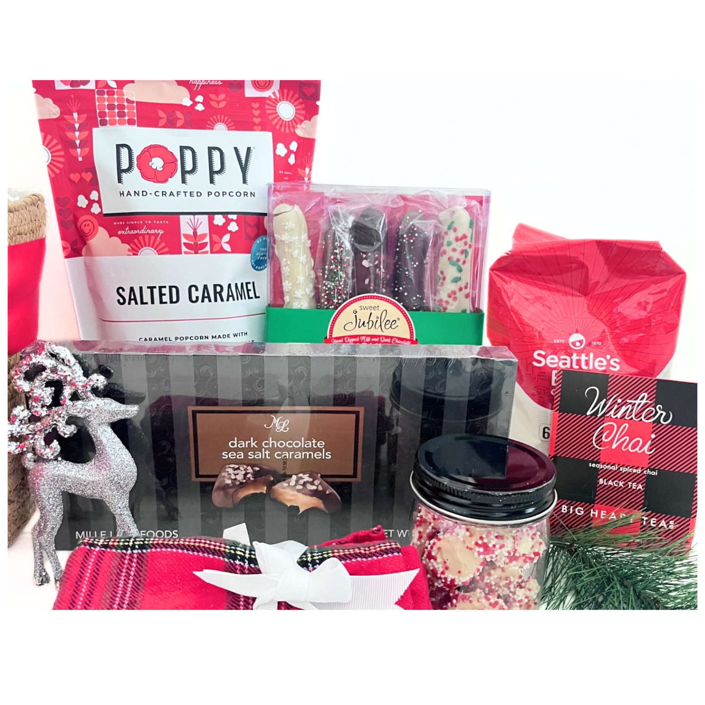 Reindeer Sweets & Coffee Gift Basket