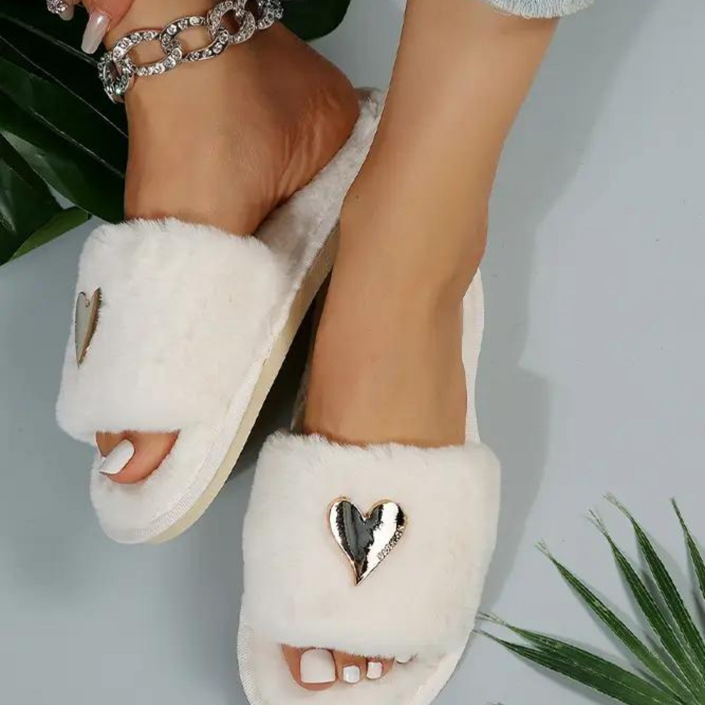 Slippers with Heart Pendant