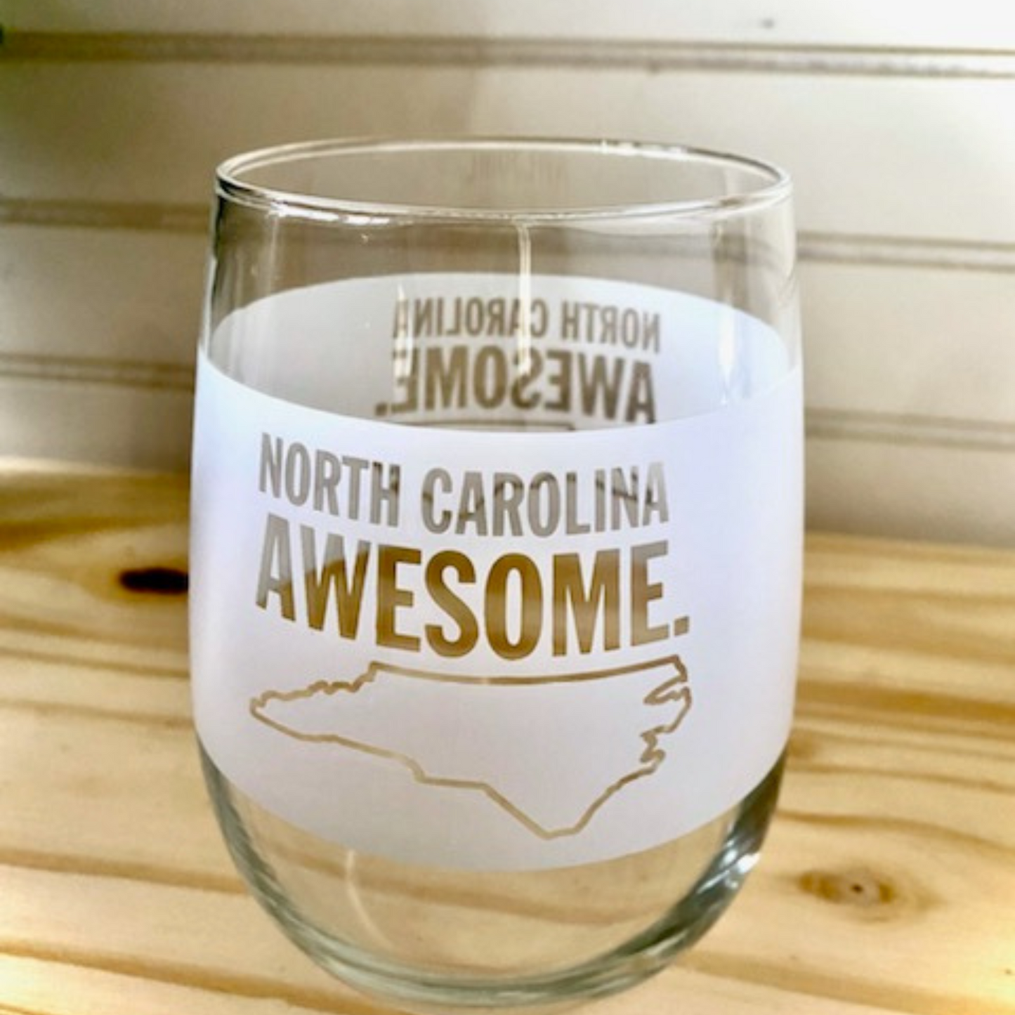 North Carolina Awesome Stemless Wine Glass