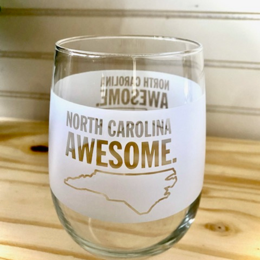 North Carolina Awesome Stemless Wine Glass